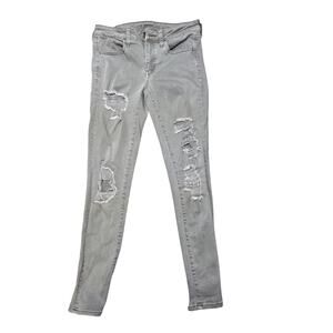 American Eagle women’s “distressed “ skinny jeans. Color gray, size 6.